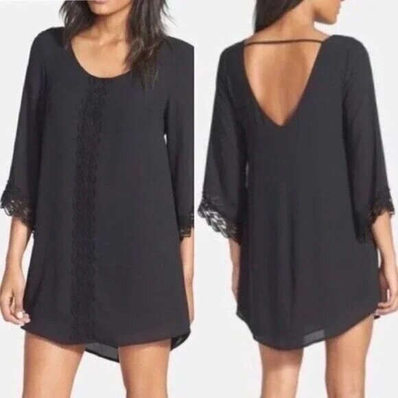 ASTR the Label Open Back Mini Shift Black Dress - Sz. S - Picture 1 of 11